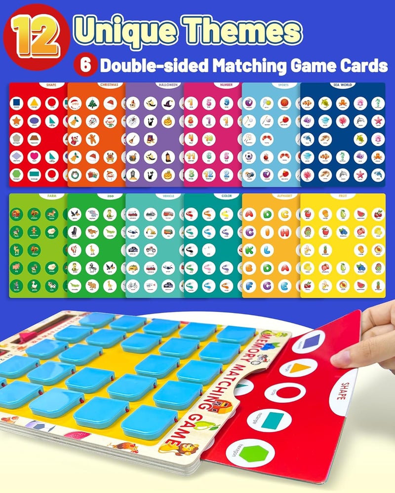 Walenty Store Matching Memory Game for Kids Ages 3-5 4-8, Board Games for 4-6, Car Airplane Camping Travel Toys Games Activities for 3-5 4-8, Toddler Kid Road Trip Essentials, Birthday Gifts for Kids Boys Girls - Image 3
